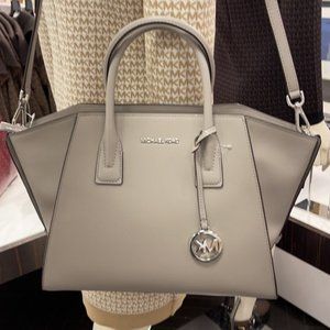 Michael Kors Avril Large Top-Zip Satchel Leather